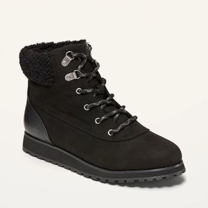Faux suede hiking fashion boots